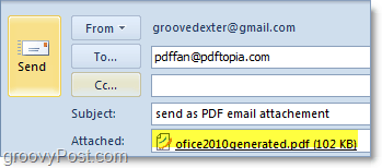 στέλνοντας ένα αυτόματα μετατραπεί και επισυνάπτεται pdf σε Outlook 2010