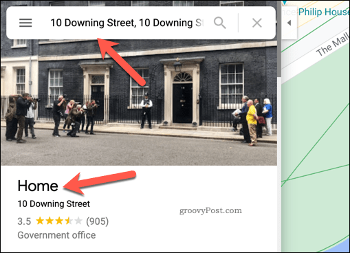 Παράδειγμα διεύθυνσης κατοικίας στους Χάρτες Google