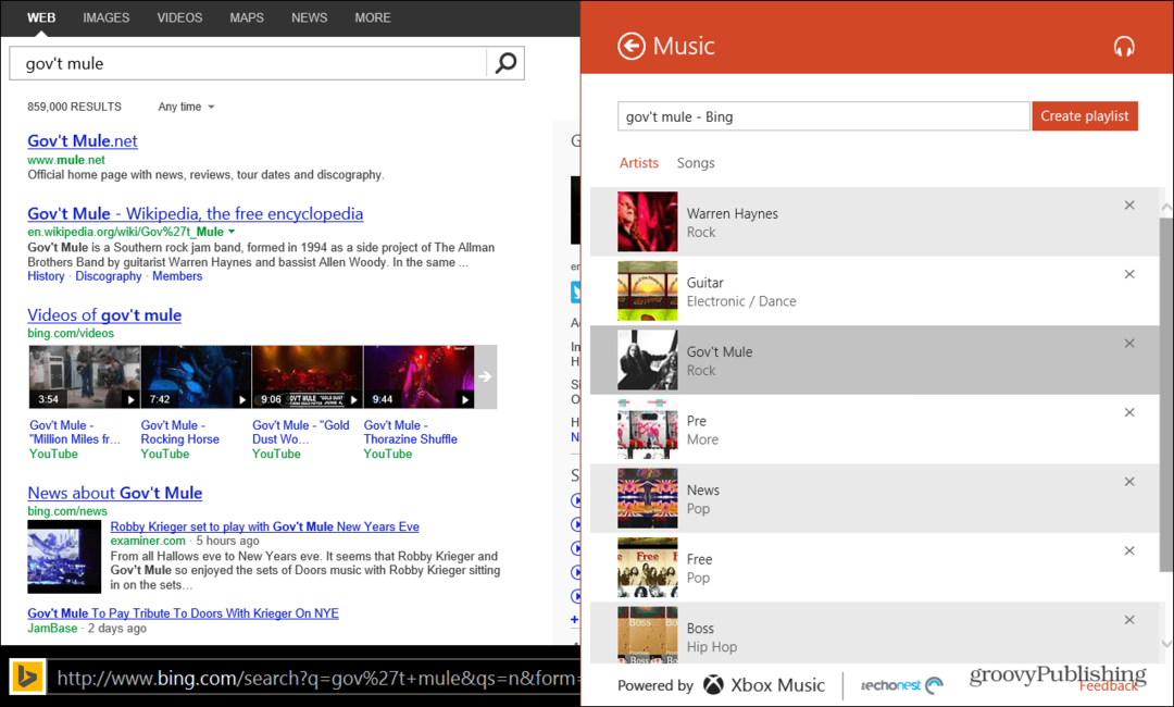 Χρησιμοποιήστε το Bing για να δημιουργήσετε λίστες αναπαραγωγής μουσικής Xbox στα Windows 8.1
