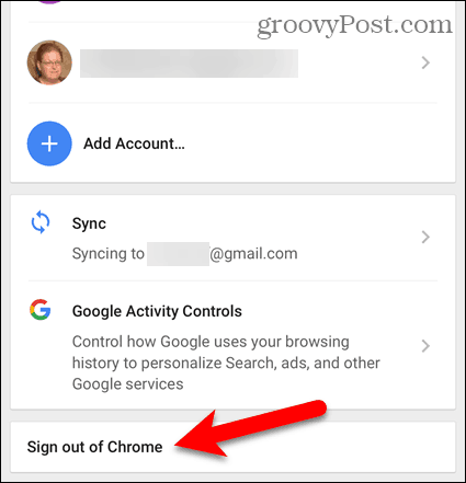 Πατήστε Αποσύνδεση από το Chrome στο iOS