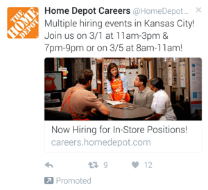 home depot twitter κινητό παράδειγμα διαφήμισης