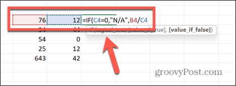 τύπος διαίρεσης excel με επιλεγμένα κελιά