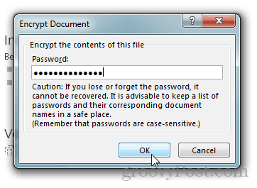 Προστασία με κωδικό πρόσβασης και κρυπτογράφηση εγγράφων του Office 2013: Πληκτρολογήστε έναν κωδικό πρόσβασης