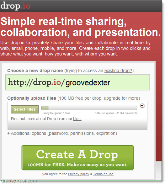 πώς να εγγραφείτε για δωρεάν online συνεργασία χρησιμοποιώντας το drop.io