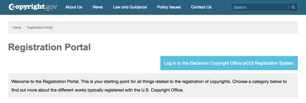 Χρησιμοποιήστε την πύλη εγγραφής στο Copyright.gov για να σας καθοδηγήσει στη διαδικασία.