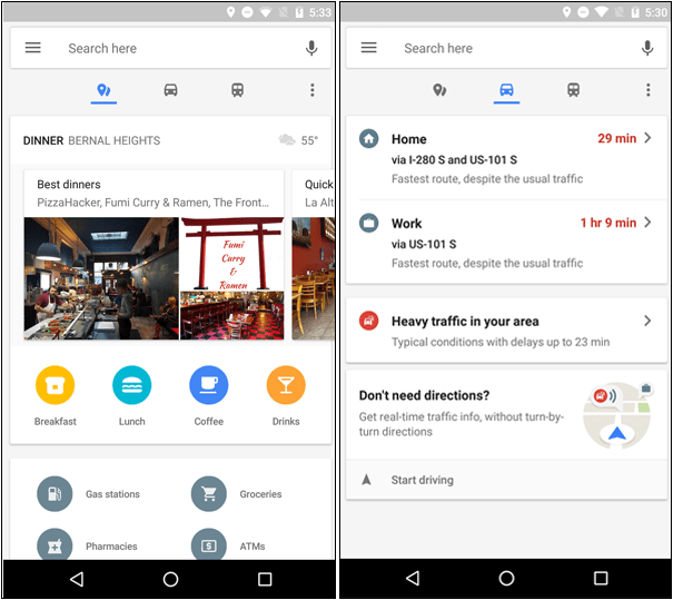 Χάρτες Google για Android Λήψη πληροφοριών επικοινωνίας σε πραγματικό χρόνο