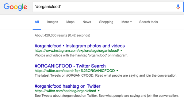 Χρησιμοποιήστε την Αναζήτηση Google για να ερευνήσετε hashtag.