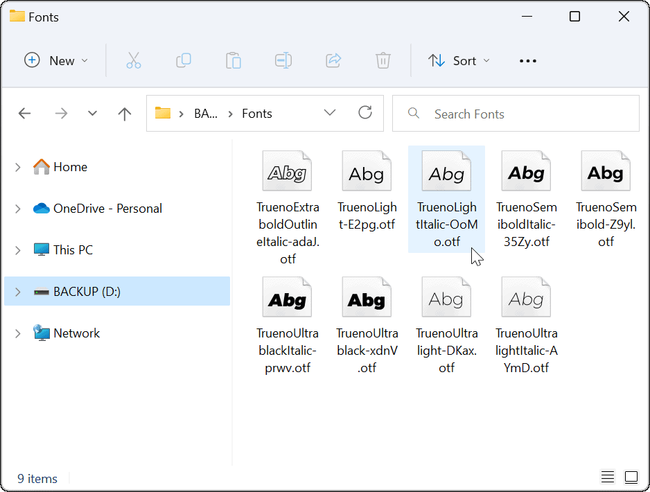 Εγκατάσταση ή απεγκατάσταση γραμματοσειρών στα Windows 11