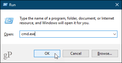 Ανοίξτε το παράθυρο "Γραμμή εντολών" στα Windows 10