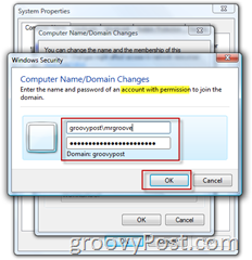 Windows 7 ή Vista Συμμετοχή σε έναν τομέα AD της υπηρεσίας καταλόγου Active Directory