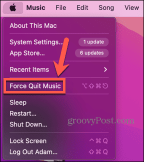Εφαρμογή τερματισμού μουσικής mac force