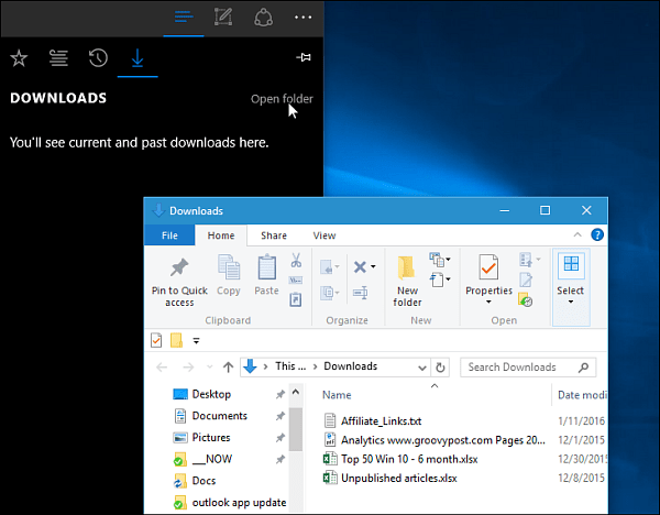 Ο φάκελος "Downloads Microsoft Edge"