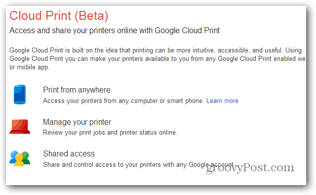 Εκτυπώστε από το Nexus 7 μέσω του Google Cloud Print