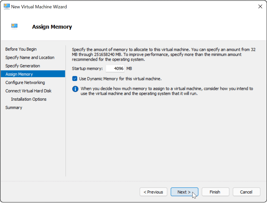 Καθορίστε RAM VM