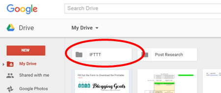 το Google drive ανοίγει το φάκελο ifttt