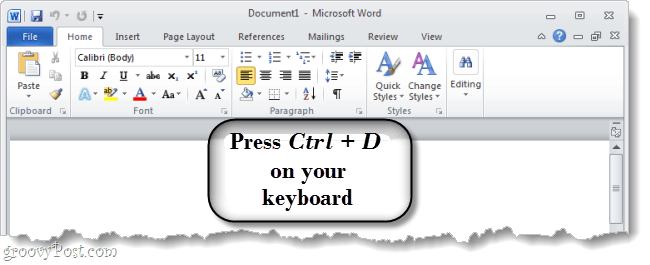 Πατήστε Ctrl D στο πληκτρολόγιό σας για να ανοίξετε το διάλογο επιλογών γραμματοσειρών