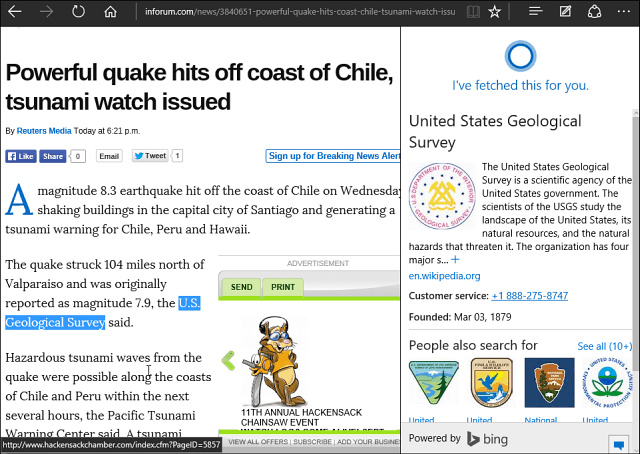 Windows 10 Συμβουλή: Χρησιμοποιήστε το Cortana με το Microsoft Edge