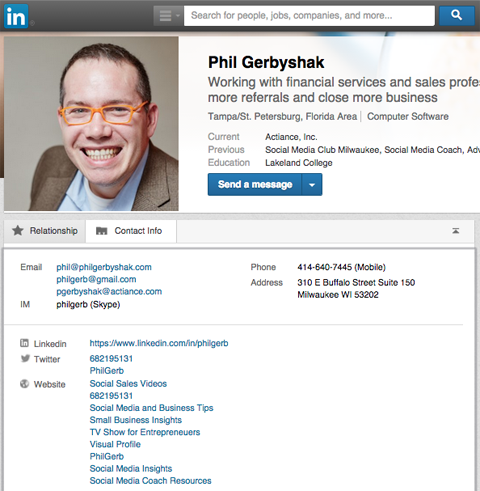 phil gerbyshak Linkedin στην καρτέλα επαφών