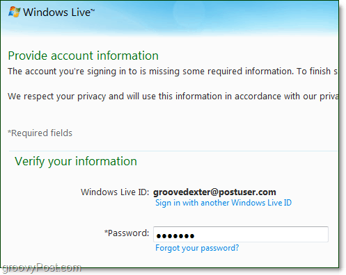 αλλαγή του κωδικού πρόσβασης ζωντανών παραθύρων των Windows