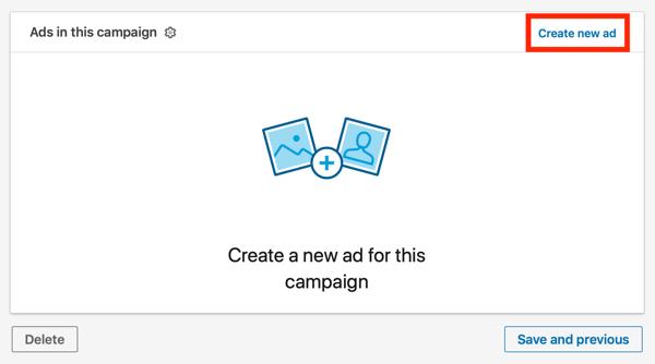 Πώς να δημιουργήσετε μια διαφήμιση με κείμενο στο LinkedIn, βήμα 11, να δημιουργήσετε μια νέα διαφήμιση