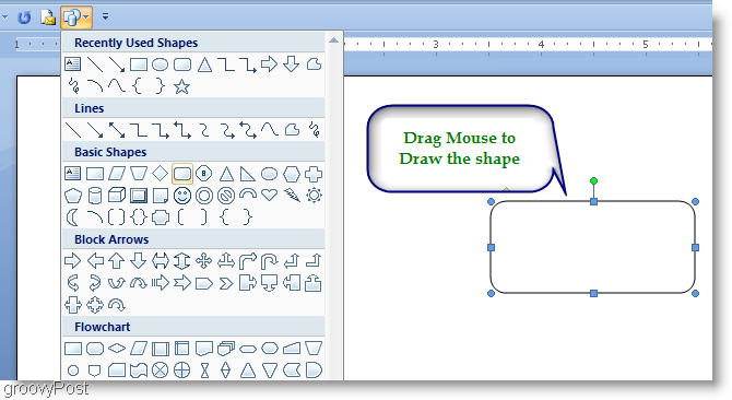 Microsoft Word 2007 Σχεδιάστε το σχήμα σύροντας το ποντίκι