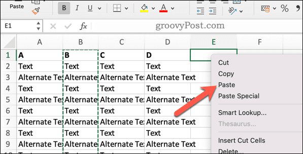 Επικόλληση στο Excel