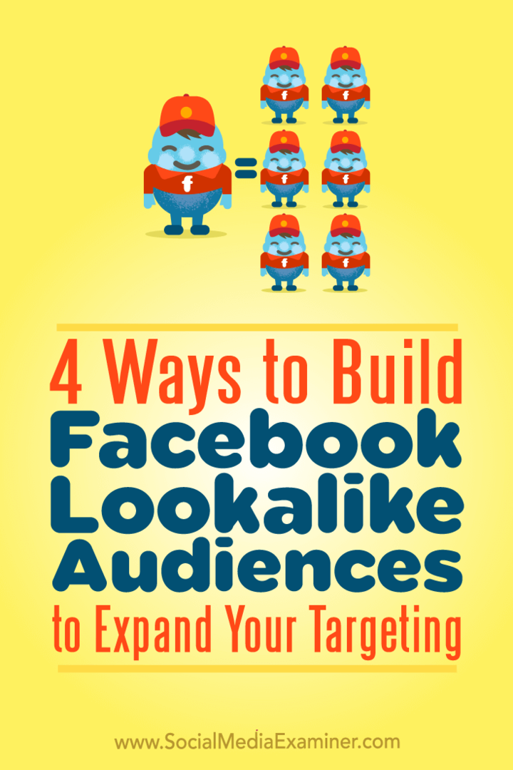 4 τρόποι για να δημιουργήσετε το κοινό που μοιάζει με το Facebook για να διευρύνετε τη στόχευσή σας από τον Charlie Lawrance στο Social Media Examiner.