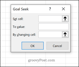 Το παράθυρο του Excel Goal Seek
