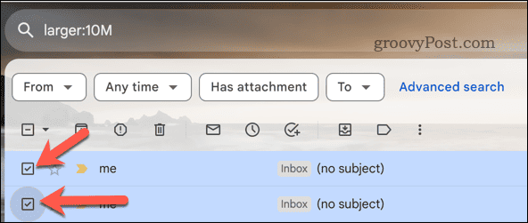 Επιλέξτε μηνύματα ηλεκτρονικού ταχυδρομείου Gmail στα αποτελέσματα αναζήτησης