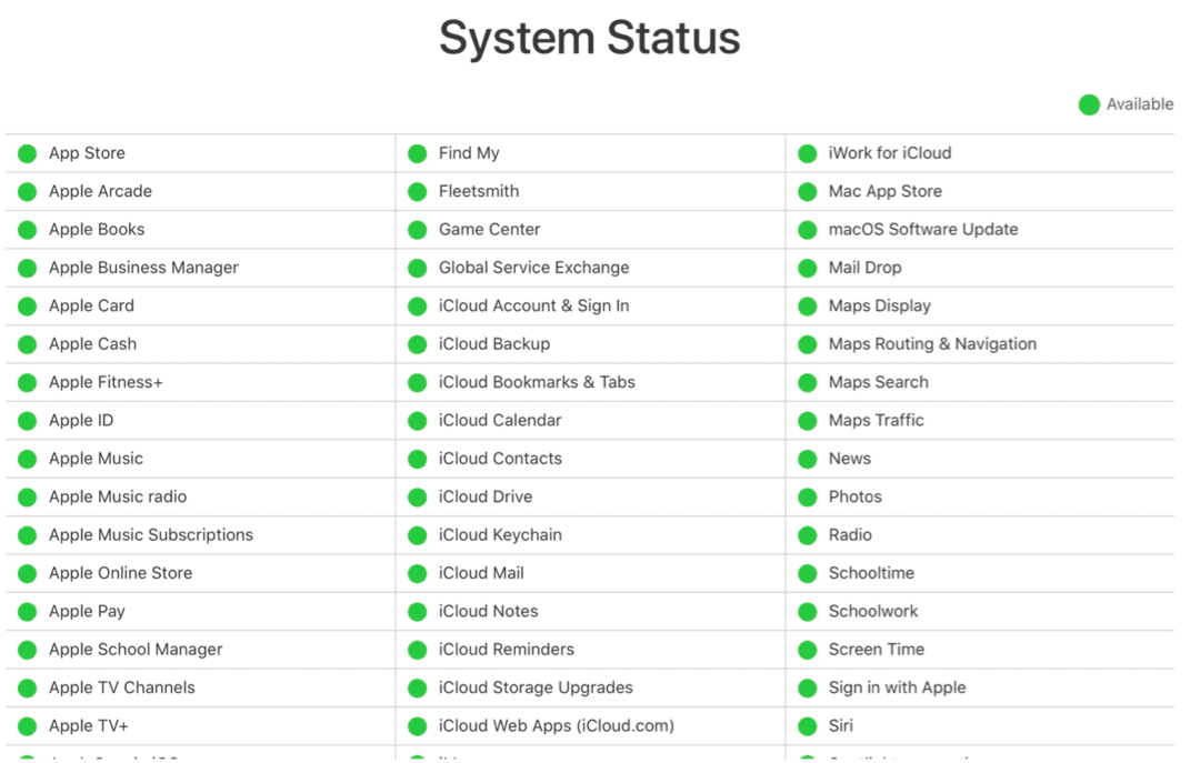 Επιδιόρθωση προβλημάτων iCloud: Κατάσταση συστήματος iCloud