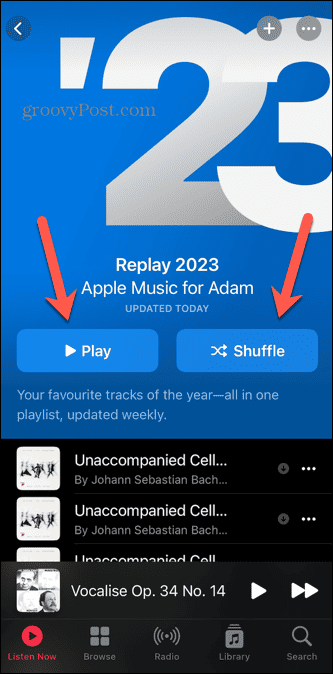 Αναπαραγωγή τυχαίας αναπαραγωγής λίστας αναπαραγωγής μουσικής της Apple