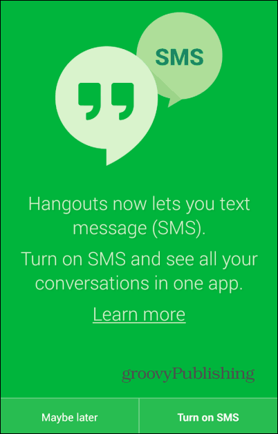 Το SMS Hangouts ενεργοποιείται