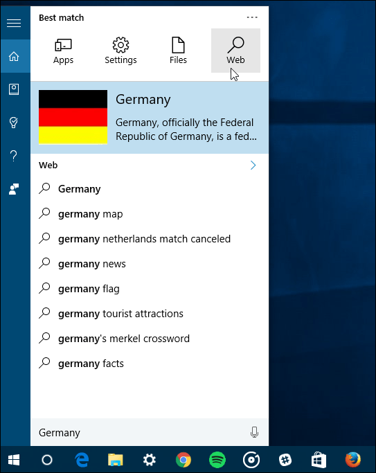 φίλτρα αναζήτησης Windows 10