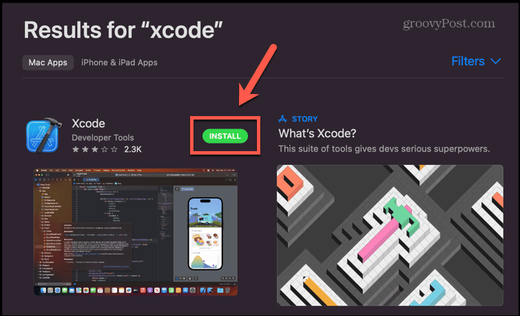 app store εγκατάσταση xcode