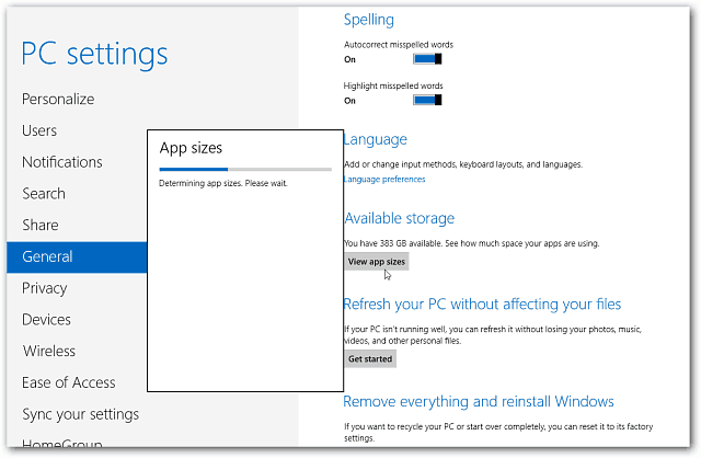 Πόσο μεγάλη είναι η εγκατάσταση των Windows 8 εφαρμογών μου;