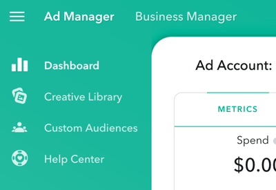 Το Ad Manager διαθέτει τέσσερις κύριες ενότητες στις οποίες μπορείτε να αποκτήσετε πρόσβαση στο επάνω αριστερό μέρος της σελίδας.