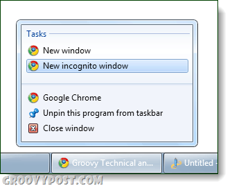 εκκίνηση του Chrome incognito