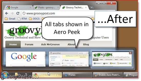 Ενεργοποιήστε το Aero Peek σε όλες τις καρτέλες Google Chrome