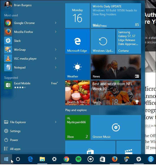 Windows 10 Ξεκινήστε τρεις στήλες