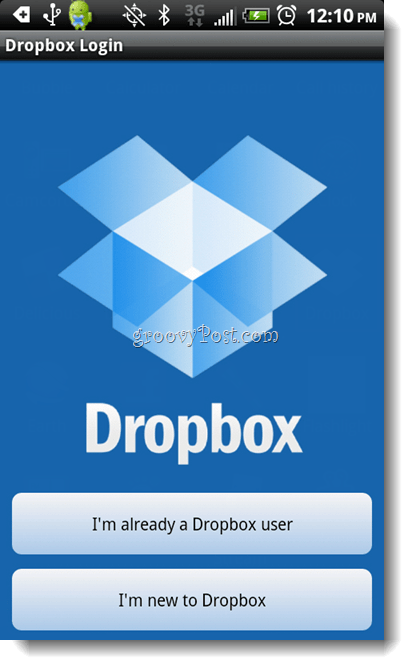 Android Dropbox Εγκατάσταση σύνδεσης Dropbox