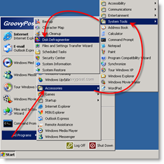 Εκκινήστε την ανασυγκρότηση δίσκων από τα Windows XP