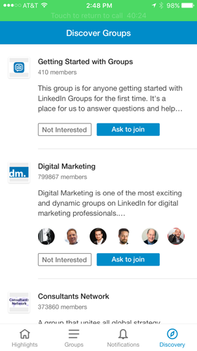 app Linkedin group Discover