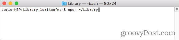 Ανοίξτε το φάκελο Βιβλιοθήκη στο Finder από το Terminal σε Mac