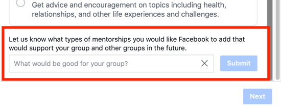 Πώς να βελτιώσετε την κοινότητα της ομάδας σας στο Facebook, επιλογή να προτείνετε μια επιλογή κατηγορίας καθοδήγησης ομάδας στο Facebook