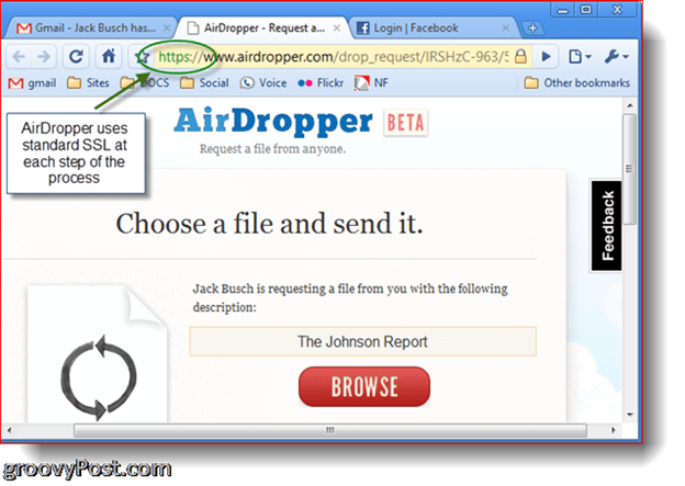 AirDropper Dropbox - Επιλέξτε αρχείο για αποστολή