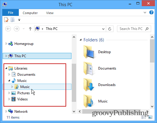Windows 8.1 Συμβουλή: Επιστροφή βιβλιοθηκών στον φάκελο Explorer