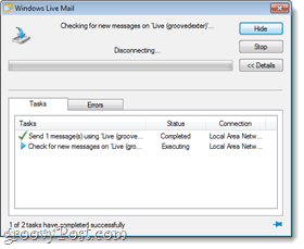 Δοκιμή συγχρονισμού αλληλογραφίας Windows Live
