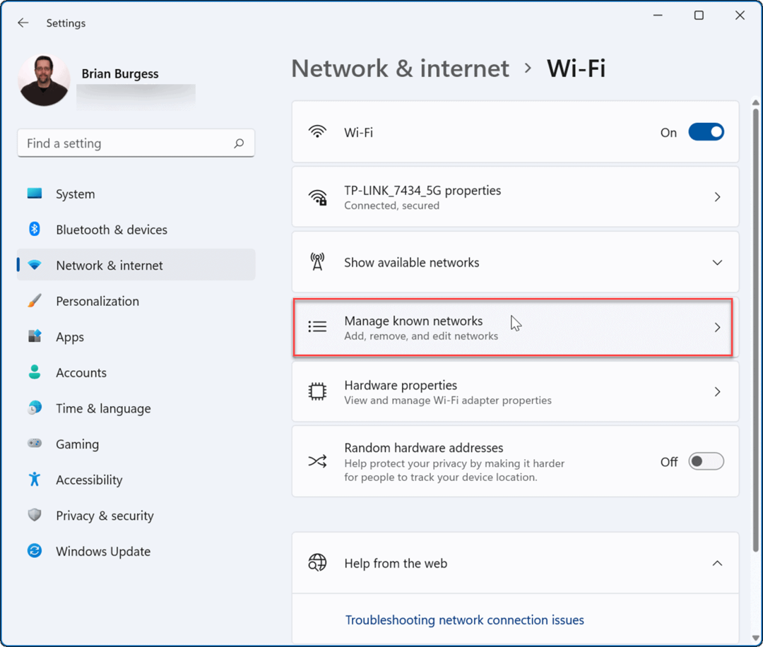 Ξεχάστε ένα δίκτυο Wi-Fi στα Windows 11