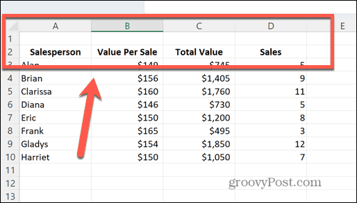 excel νέα σειρά