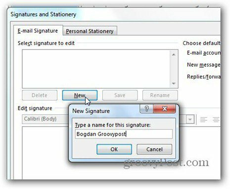 Outlook 2013 χρησιμοποιούν όνομα υπογραφής